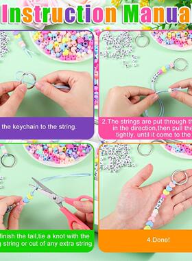 DIY Bead Keychain Making Kit Letter Beads Jewelry Key Ring
