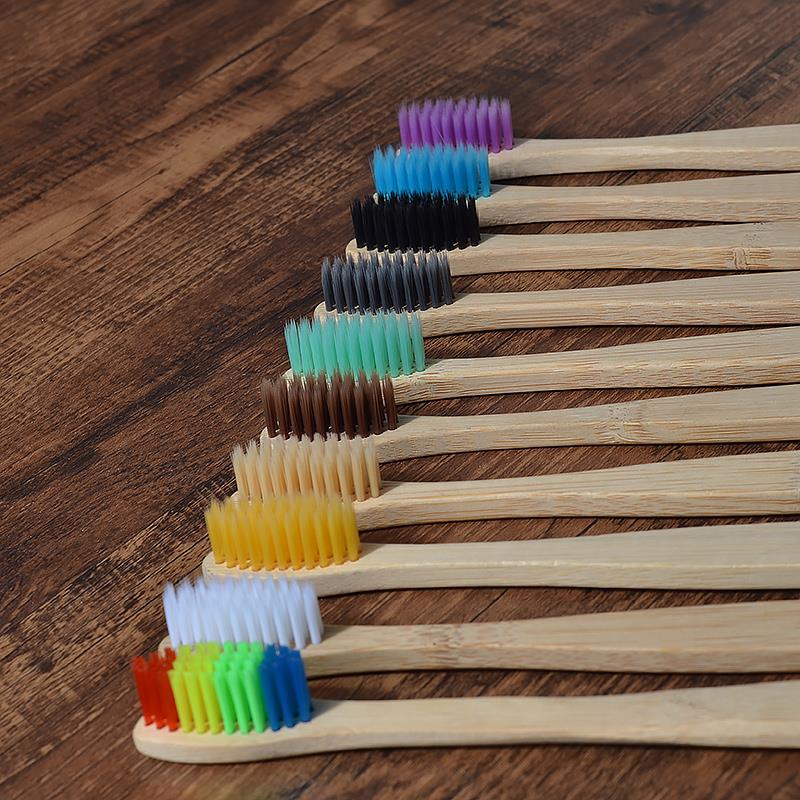 New design mixed color bamboo toothbrush Eco Friendly woode