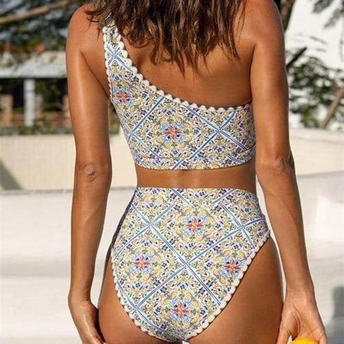 women bikini swimsuit swimwear set print swimming plus size
