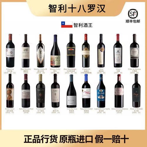 智利十八罗汉进口红酒葡萄酒