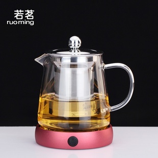 若茗保温恒温底座茶台玻璃花茶壶耐热壶泡茶壶茶具套装