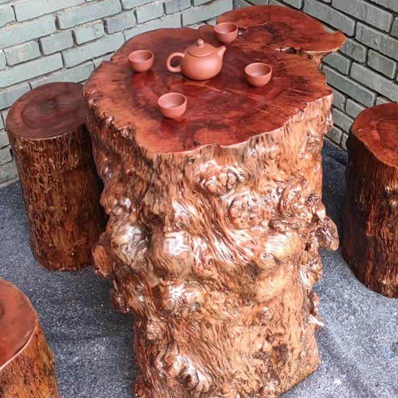 天然造型荔枝木原木根雕凳子花梨实木墩茶桌底座矮凳花架树墩凳