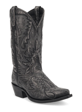 美国代购Laredo男款牛仔靴真皮中筒靴秋季秋款尖头雕花复古西部靴