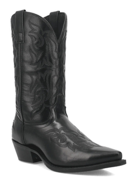 美国代购Laredo男靴牛仔靴真皮中筒靴中跟秋季雕花复古西部靴