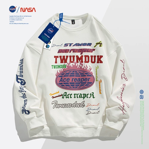 Толстовка НАСА мужская в стиле хип-хоп, дизайн в стиле хип-хоп, креативный топ с круглым вырезом и уличным модным брендом, футболка с длинными рукавами