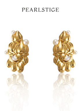 PEARLSTIGE至如真我系列LEXI耳钉海浪设计淡水珍珠个性复古耳饰