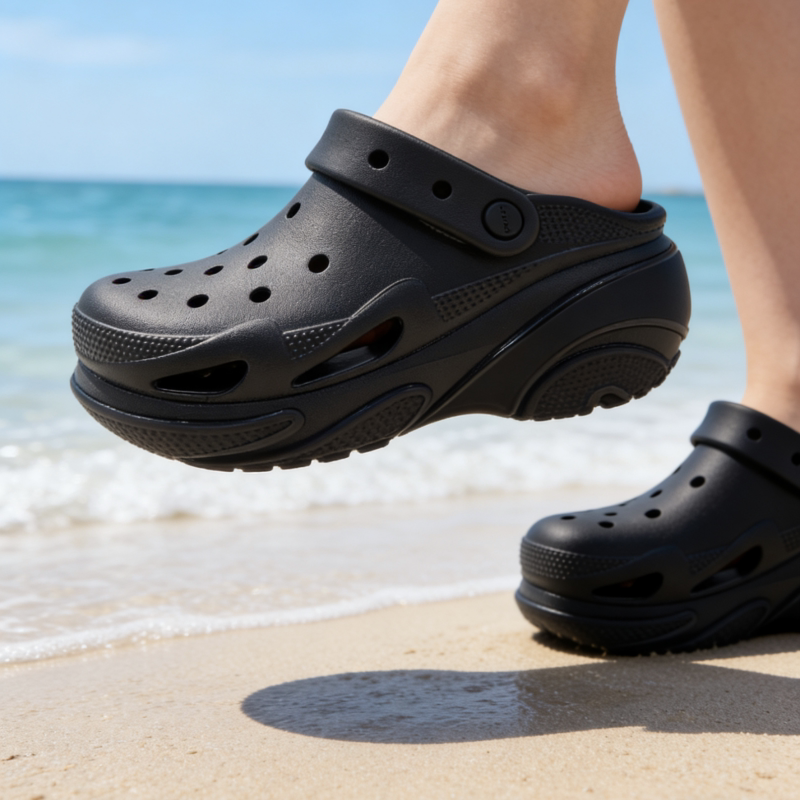 增高6厘米厚底洞洞鞋女夏包头沙滩鞋一脚蹬懒人凉拖鞋女式洞洞鞋