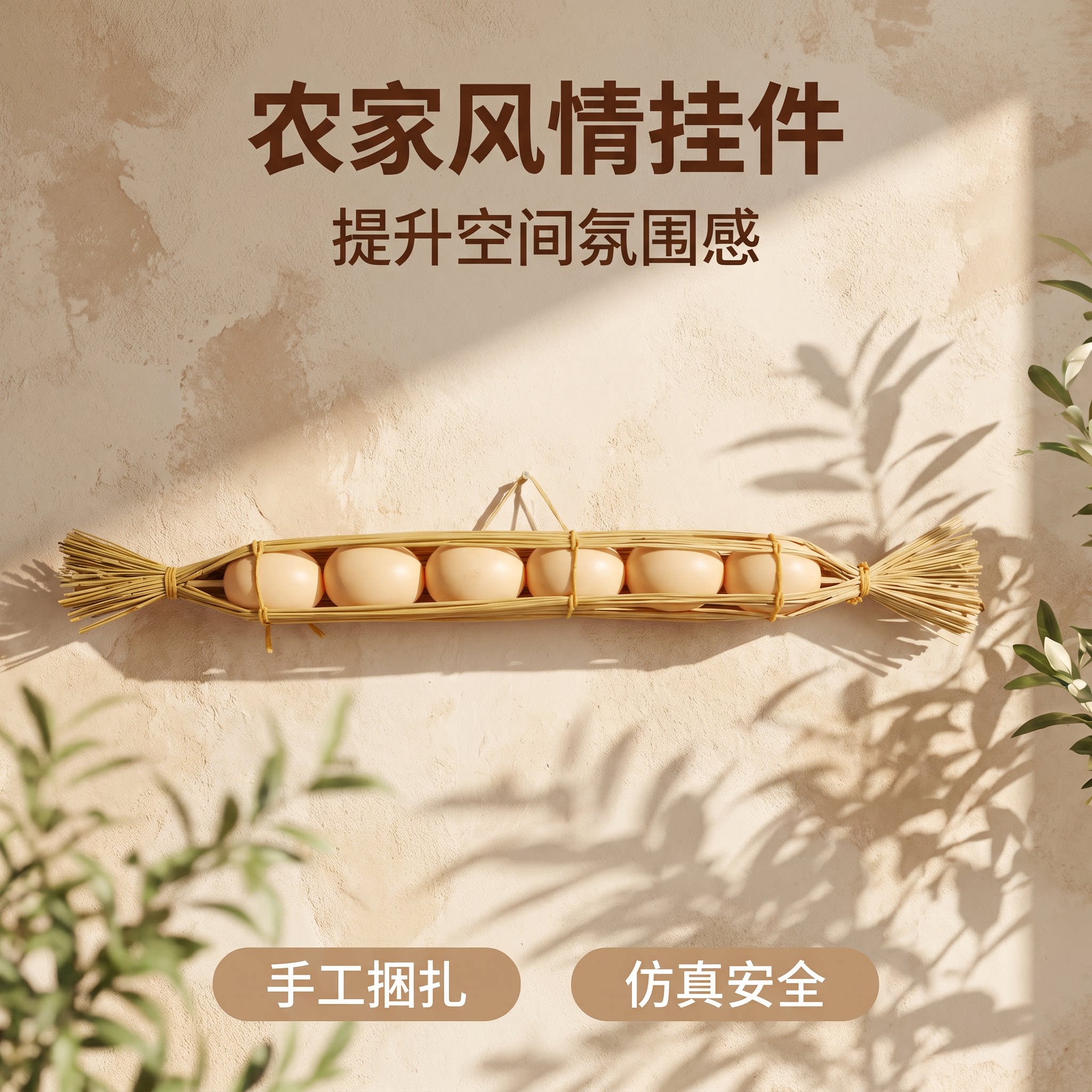 糯稻草捆鸡蛋挂件居家装饰茶室点缀拍摄道具民宿吊饰布置创意挂饰