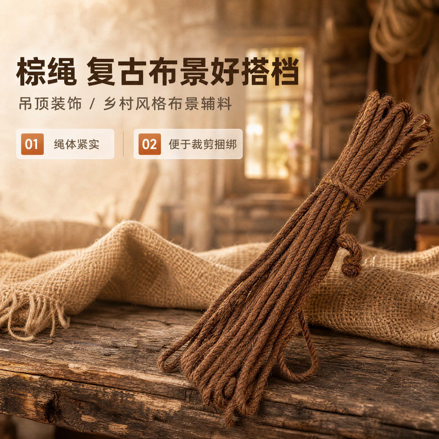 棕绳手工造景布置辅料复古麻绳