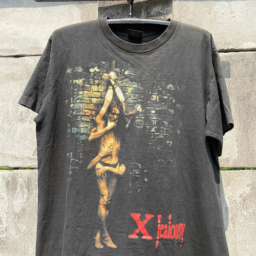 X japan摇滚乐队音乐专辑Jealousy美式复古90s重磅水洗做旧短袖T