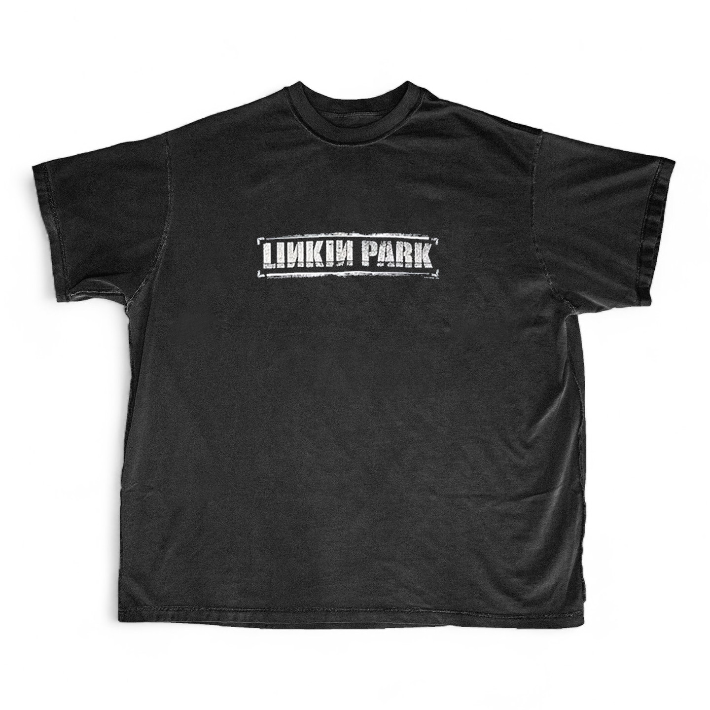 做旧水洗暗黑系logo印花oversize宽松无性别街头滑板小众短袖T恤