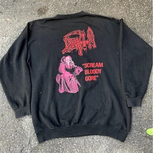 Death摇滚乐队专辑Scream BloodyGore封面古着风情侣内搭圆领卫衣