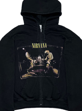 Nirvana涅槃乐队美式vibe风重磅宽松落肩款青春潮味休闲开衫卫衣