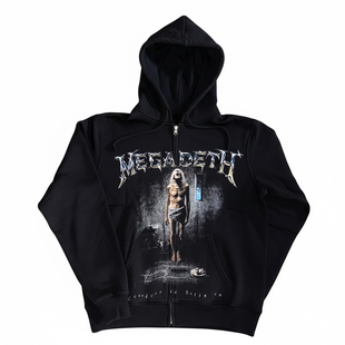 Megadeth麦格戴斯小众别致又具设计感摇滚美式街头无性别开衫卫衣