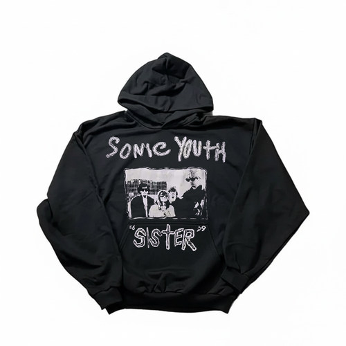 Sonic Youth音速青年重磅面料宽松落肩版型街头嘻哈百搭连帽卫衣