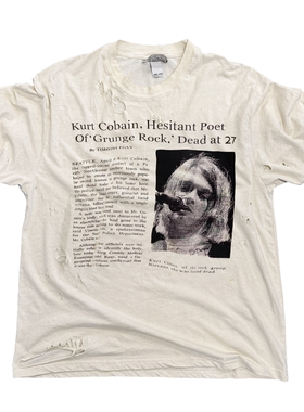 ICEVALLEY Nirvana涅槃乐队Kurt Donald水洗做旧美式短袖T恤