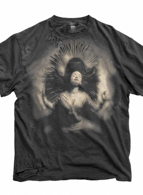 ICEVALLEY 水洗破洞Sade莎黛做旧高街短袖180g轻薄破坏摇滚暗黑