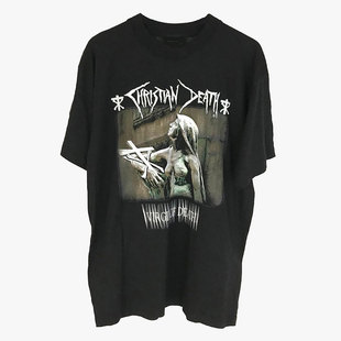 摇滚乐队CHRISTIAN DEATH 美式Vintage落肩宽松百搭重磅短袖T恤