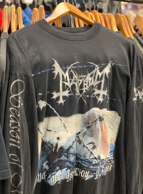 水洗重磅破洞tee  Mayhem2000专辑Grand Declaration of War长袖T