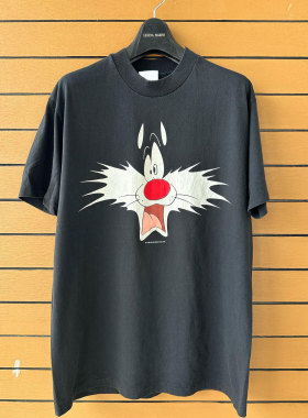 90s复古动漫！vintage大码嘻哈说唱穿搭短袖T恤阿美咔叽tee