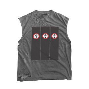 玛丽莲曼森Marilyn Manson暗黑反叛亚比颓废水洗做旧砍袖背心破洞