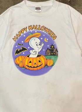 Casper the Friendly Ghost 鬼马小精灵动画重磅水洗做旧短袖T恤