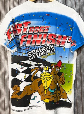 Scooby Doo Wacky Racing 大印花满印阿美咔叽街头风重磅短袖T恤