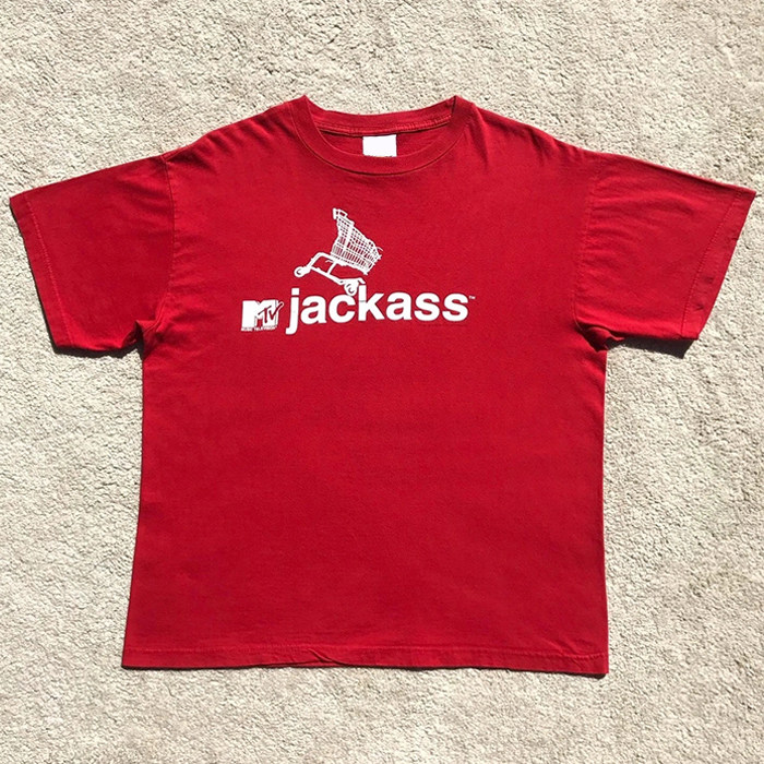 thumbnail for Jackass MTV American retro 90s oversize oversize skateboard heavy washed distressed short-sleeved T-shirt