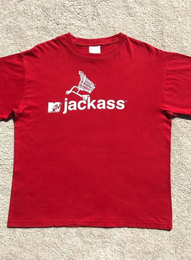 Jackass MTV 美式复古90s大码 oversize 滑板重磅水洗做旧短袖T恤