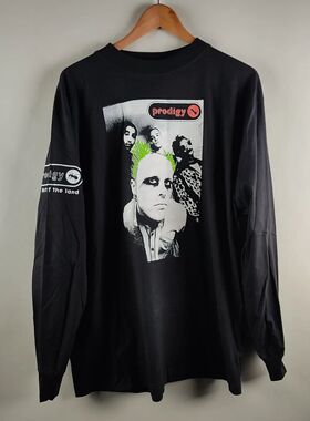 超凡乐团The Prodigy主唱Keith Flint重磅复古做旧长袖T恤