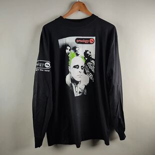 超凡乐团The Prodigy主唱Keith Flint重磅复古做旧长袖T恤