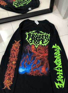 BROKEN HOPE MUTILATED同化百搭 vintage复古潮流宽松重磅长袖T恤