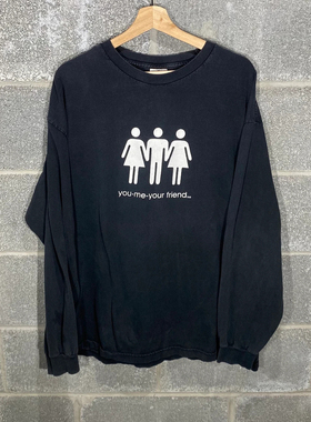 You Me Your Friend Statement美式复古做旧重磅vintage长袖T恤