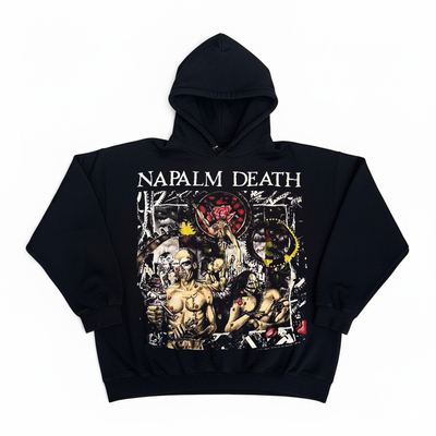 Napalm Death碾核乐队重磅质感oversize宽松落肩休闲百搭连帽卫衣