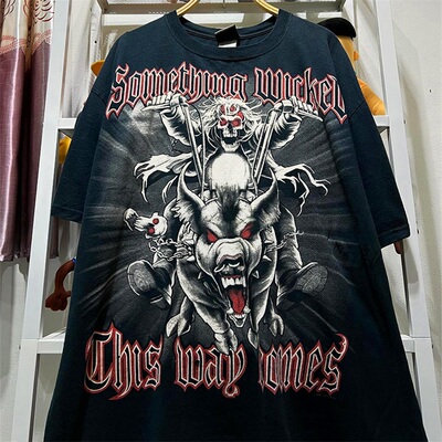 罕见Something Wicked This Way Comes大印花复古做旧重磅短袖T恤