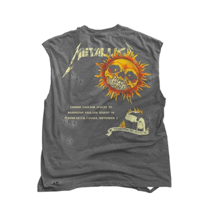 金属乐队!Metallica摇滚朋克设计感专辑水洗破洞砍袖无袖背心