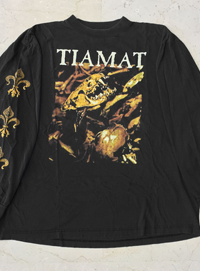 罕见水洗重磅破洞tee！Tiamat挪威金属乐队重磅Vintage长袖T恤