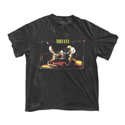 ICEVALLEY 涅槃乐队Nirvana破烂破洞短袖T恤朋克punk摇滚嘻哈复古