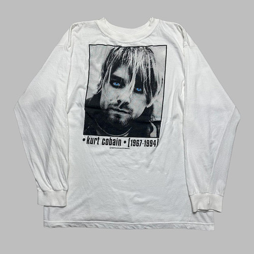 Nirvana主唱Kurt Donald Cobain Vintage水洗破坏重磅长袖T恤