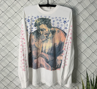 90s Stuff Wonder 极其罕见重磅蜡染破坏tee Vintage长袖 The T恤