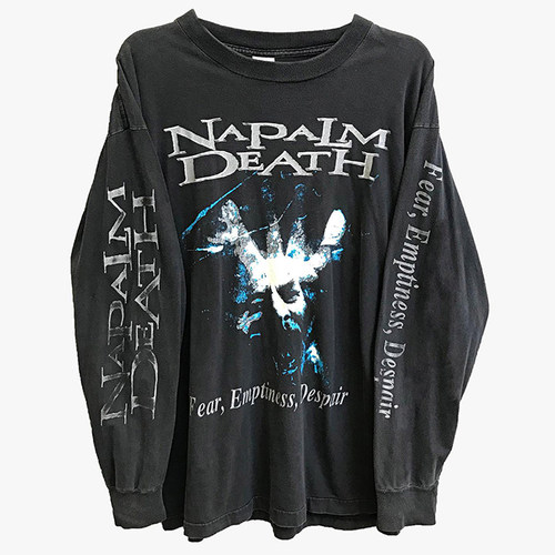 Napalm Death1994专辑Fear Emptiness Despair重磅水洗长袖T恤