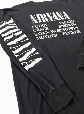 Vintage Kurt Donald Nirvana 1992 Fudge Packin高街长袖T恤