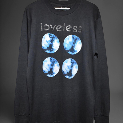My Bloody Valentine 摇滚乐队专辑Loveless水洗做旧重磅长袖T恤