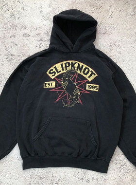 Slipknot Iowa Des Moines 90s 重磅水洗连帽卫衣套头外套