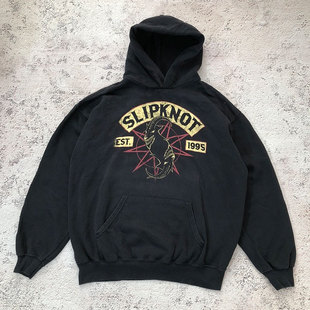Slipknot Iowa Des Moines 90s 重磅水洗连帽卫衣套头外套