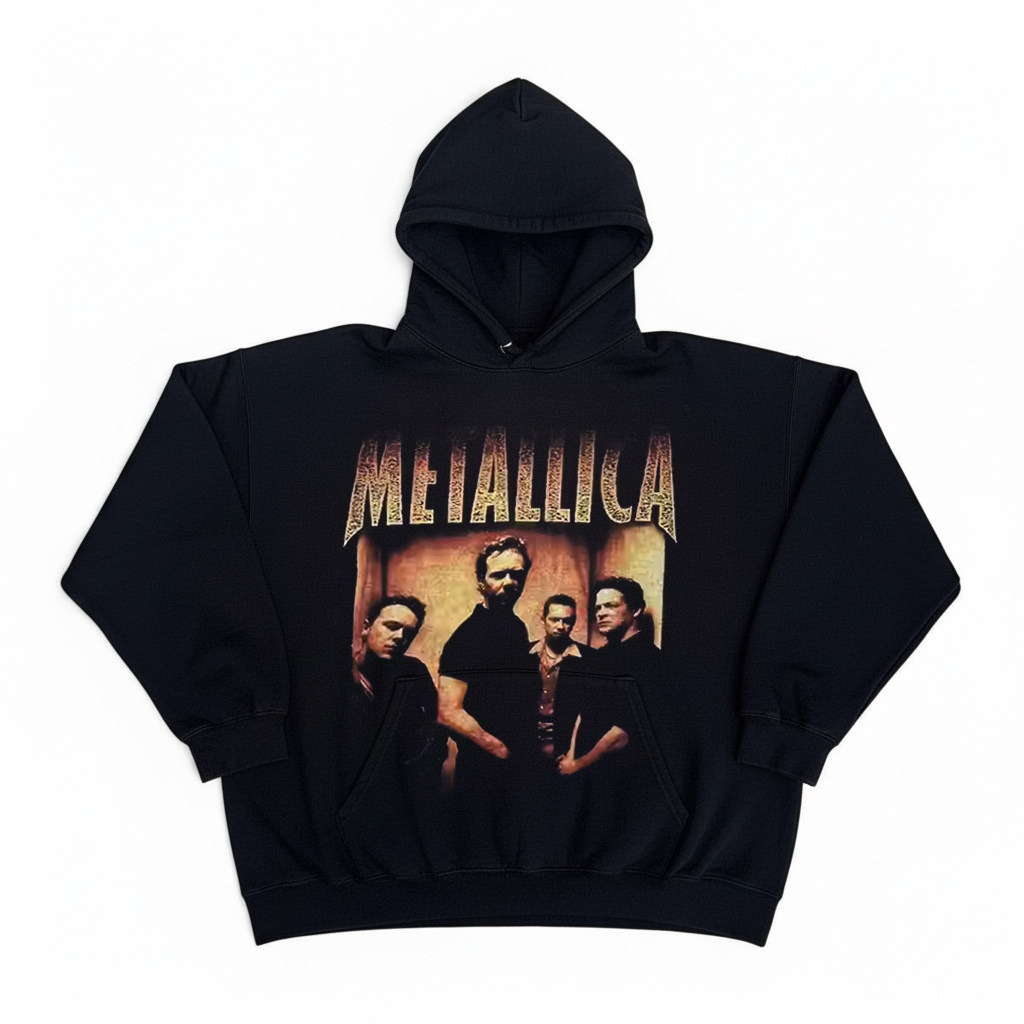 Metallica金属乐队美式摇滚重磅面料古着感印花高街潮牌连帽卫衣