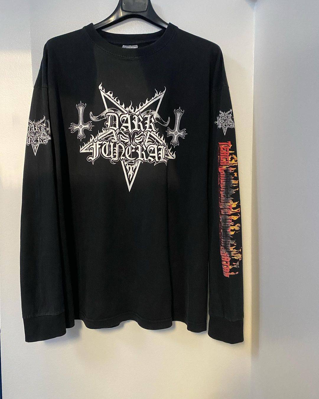 dark funeral瑞典黑金属乐队复古暗黑风嘻哈oversize潮流长袖t恤