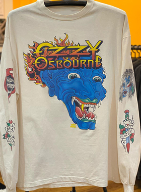 Ozzy Vintage TATTOO重磅水洗破坏长袖T恤大码高街tee