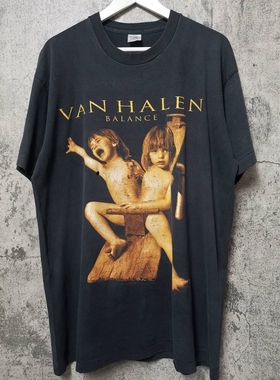 阿美咔叽Van Halen摇滚乐队vintage重磅短袖高街T恤Rapper短袖