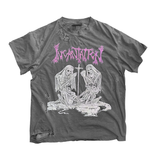 ICEVALLEY 咒语乐队Incantation摇滚嘻哈破洞暗黑先锋复古短袖T恤